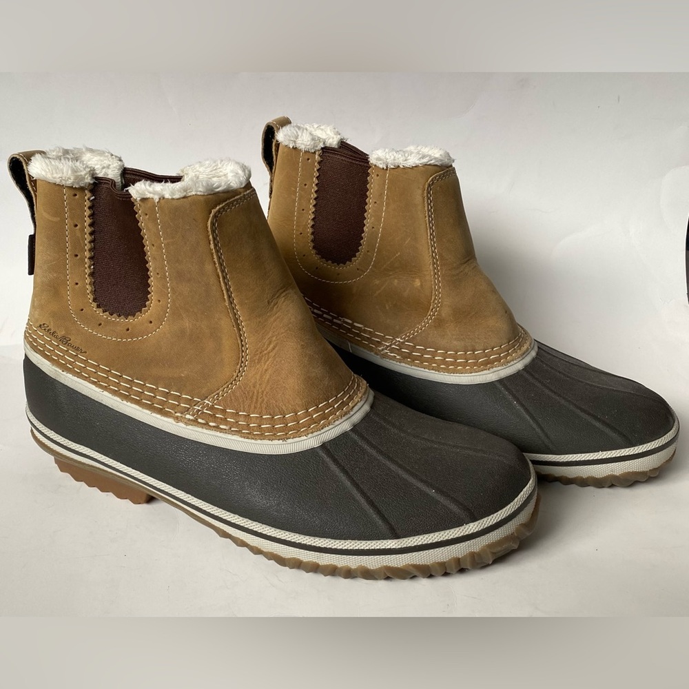 Eddie Bauer Hunt PAC Slip on Boots Wheat Tan Brown Size 10 Duck Waterproof
